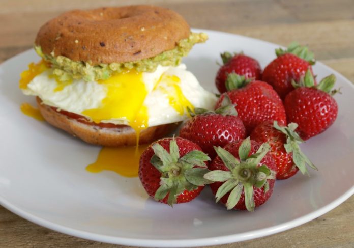 Breakfast Bagel with Fresh Strawberries